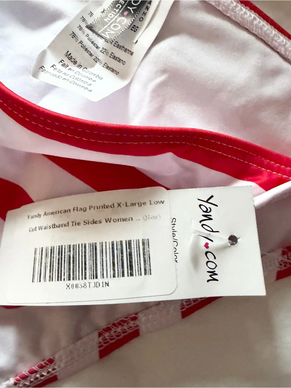 Yandy American Flag Patriotic String Bikini NEW WITH TAGS Fourth of July Sz XL